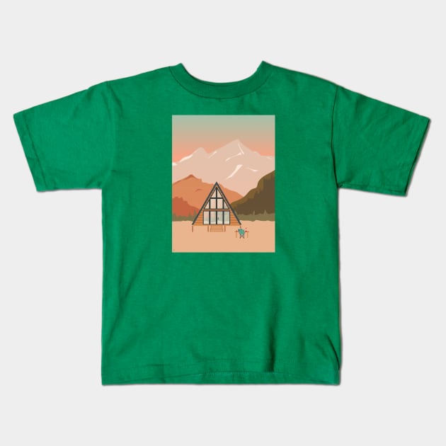 "Remote" Work - Mountain Cabin Kids T-Shirt by lymancreativeco